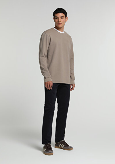 Image de Pantalon Marine Straight Leg Medium Rise En Gabardine Slim Fit Homme