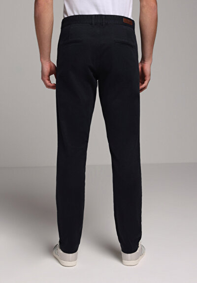 Image de Pantalon Marine Straight Leg Medium Rise En Gabardine Slim Fit Homme