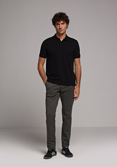 Image de Pantalon Vert Straight Leg Medium Rise En Gabardine Slim Fit Homme