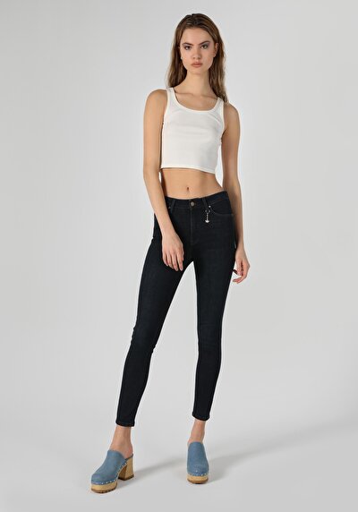 Afficher les détails de 759 Lara Pantalon Bleu   En  Skinny Fit Femme