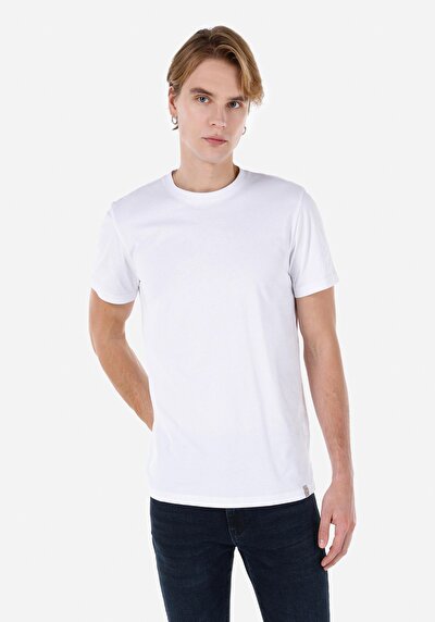 Afficher les détails de T-shirt À Manches Courtes Blanc Regular Fit  Homme