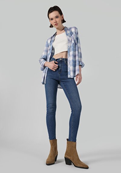 Image de 760 Diana Pantalon Bleu En Skinny Fit Femme