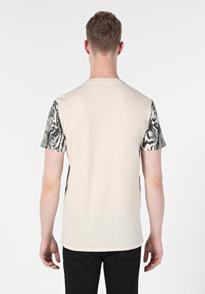 Image de T-shirt À Manches Courtes Beige Regular Fit Homme