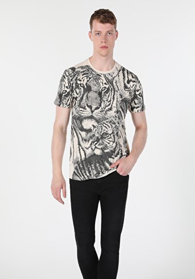 Image de T-shirt À Manches Courtes Beige Regular Fit  Homme