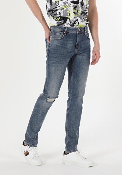 Image de 044 Karl Pantalon Bleu Straight Leg En Straight Fit Homme