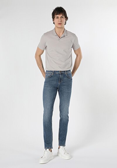 Image de 044 Karl Pantalon Bleu Straight Leg En Straight Fit Homme