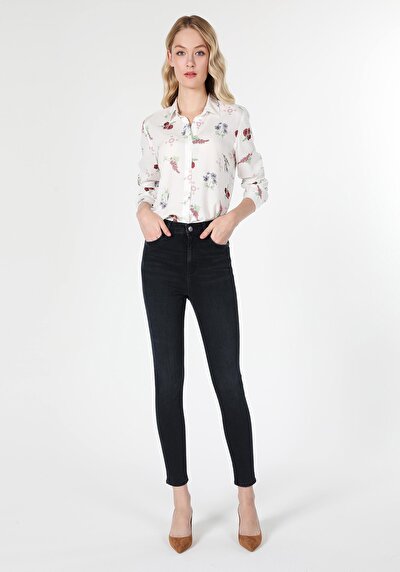 Image de 760 Diana Pantalon Bleu Foncé En Skinny Fit Femme