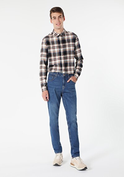 Image de 067 Jack Pantalon Bleu Foncé Tapered Leg En Regular Fit Homme