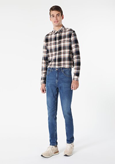 Image de 067 Jack Pantalon Bleu Foncé Tapered Leg En Regular Fit Homme