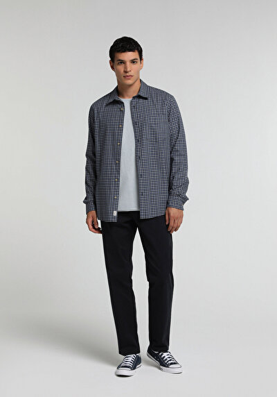 Image de Pantalon Marine Straight Leg Medium Rise En Chino Regular Fit Homme