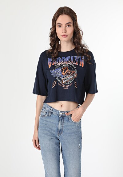 Image de T-shirt À Manches Courtes Marine Femme