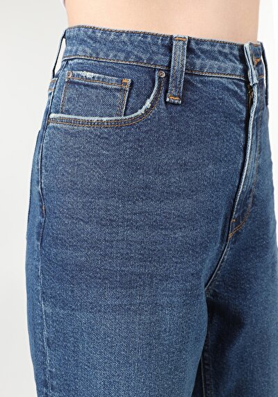 Image de 896  Maria Pantalon Bleu   En  Mom Fit Femme