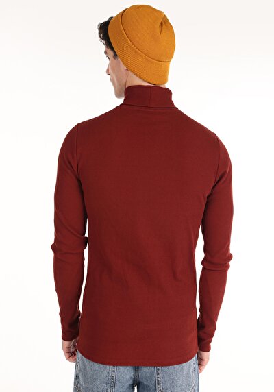 Image de T-shirt À Manches Longues Rouge Slim Fit Homme