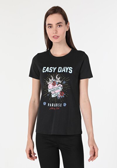 Afficher les détails de T-shirt À Manches Courtes Anthracite   Femme