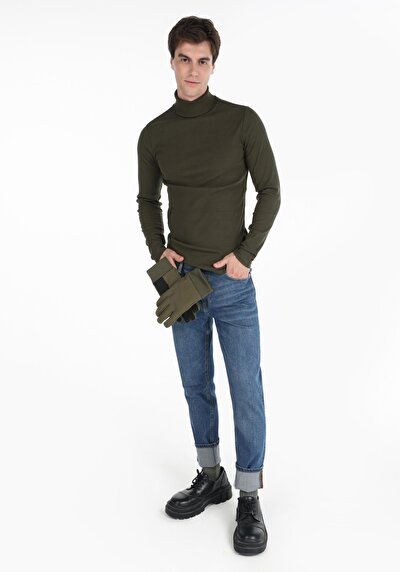 Image de T-shirt À Manches Longues Kaki Slim Fit Homme