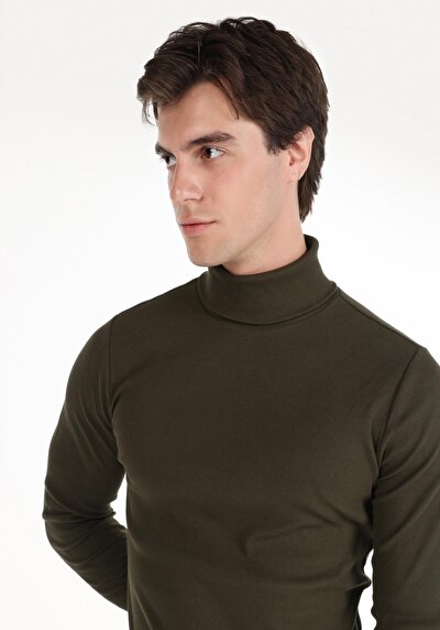 Image de T-shirt À Manches Longues Kaki Slim Fit  Homme