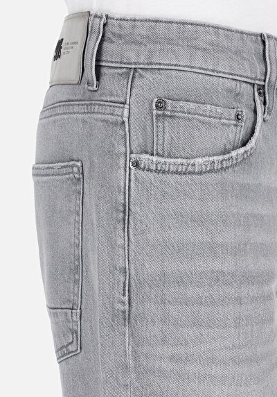 Image de 046 Marco Pantalon Gris Düz Paça Medium Rise En Jean Loose Straight Fit Homme