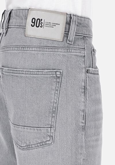Afficher les détails de 046 Marco Pantalon Gris Düz Paça Medium Rise En Jean Loose Straight Fit Homme