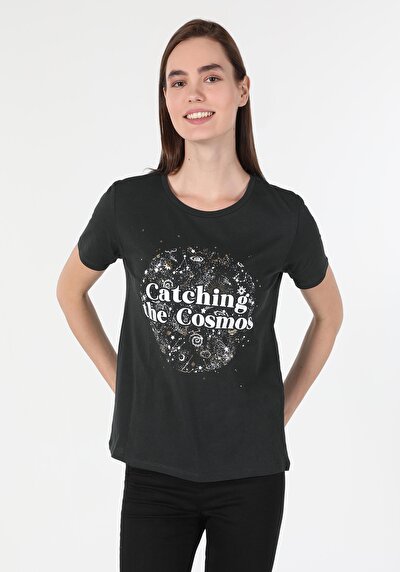Afficher les détails de T-shirt À Manches Courtes Anthracite   Femme