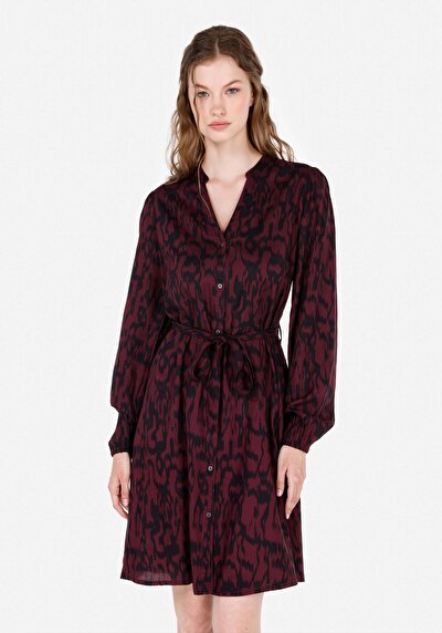Image de Robe Violet Regular Fit Manches Longues Mini Sergé Femme