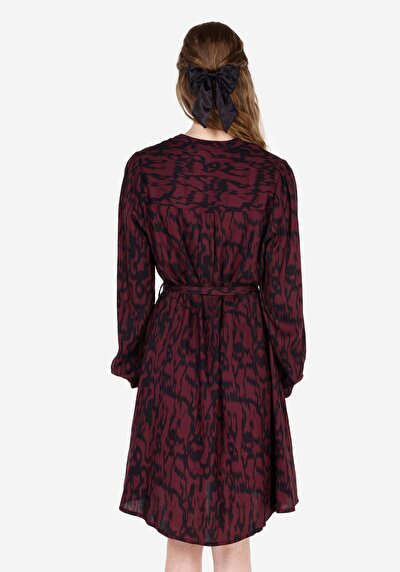 Image de Robe Violet Regular Fit Manches Longues Mini Sergé Femme
