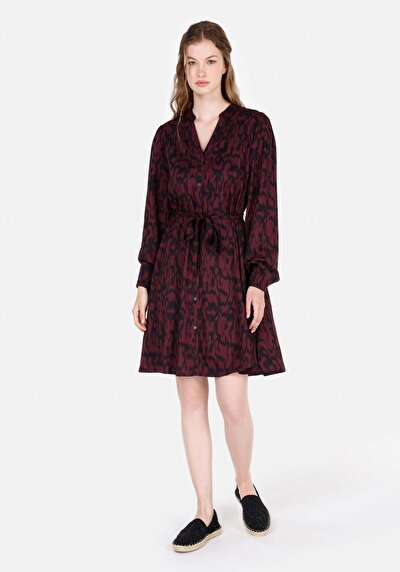 Image de Robe Violet Regular Fit Manches Longues Mini Sergé Femme