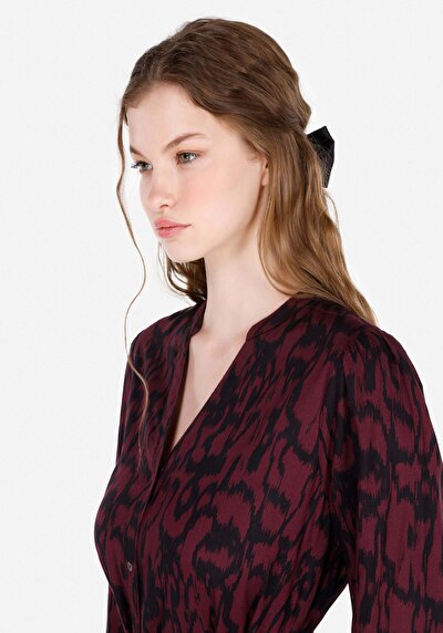 Image de Robe Violet Regular Fit Manches Longues Mini Sergé Femme