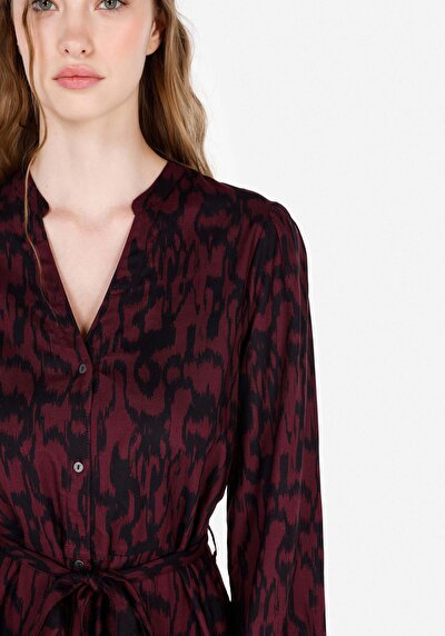 Image de Robe Violet Regular Fit Manches Longues Mini Sergé Femme