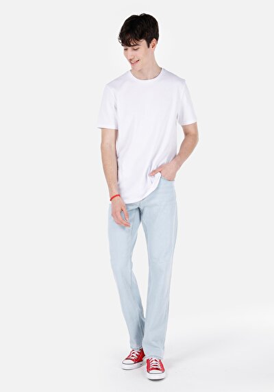 Image de 045 David Pantalon Bleu Straight Leg Medium Rise En Jean Regular Fit Homme