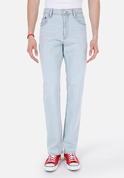 Image de 045 David Pantalon Bleu Straight Leg Medium Rise En Jean Regular Fit Homme