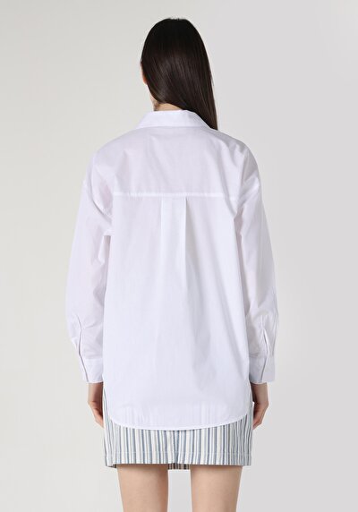 Image de Chemise À Manches Longues Blanc Relaxed Fit Femme