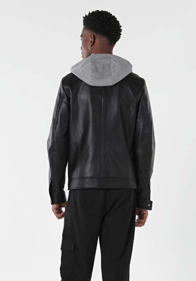 Afficher les détails de Veste Pu Noir   Slim Fit Homme