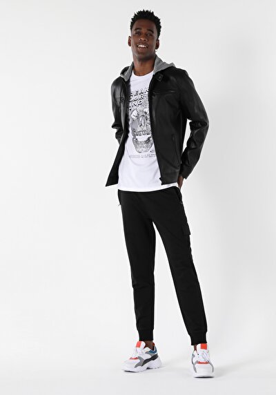 Afficher les détails de Veste Pu Noir   Slim Fit Homme