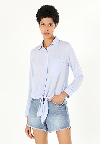Image de Chemise À Manches Longues Bleu Slim Fit   Femme