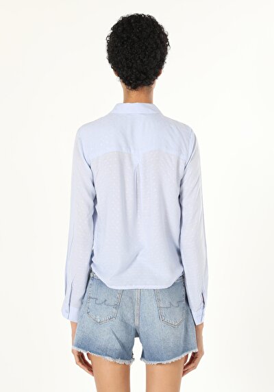 Image de Chemise À Manches Longues Bleu Slim Fit Femme