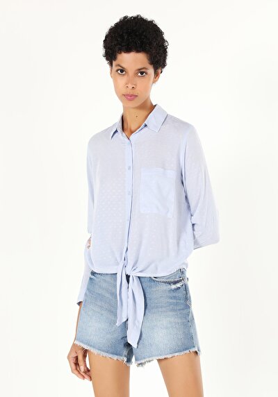 Image de Chemise À Manches Longues Bleu Slim Fit   Femme