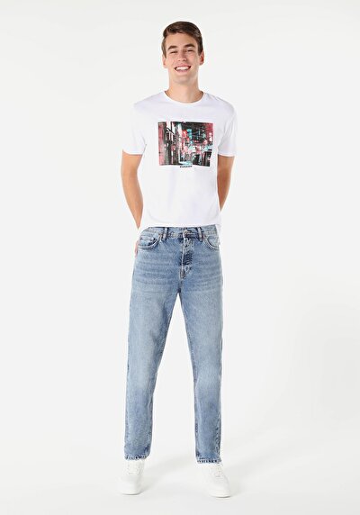 Image de 046 Marco Pantalon Bleu Straight Leg En Straight Fit Homme