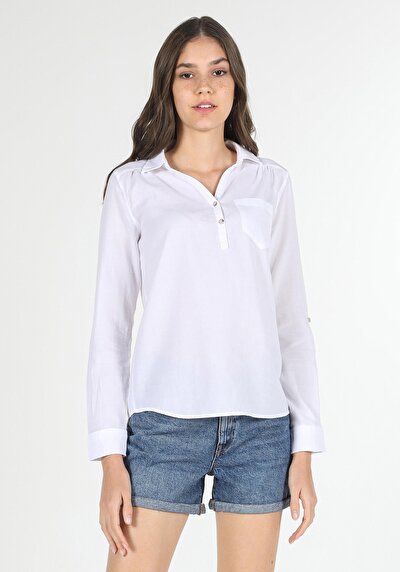 Image de Chemise À Manches Longues Blanc Regular Fit Femme