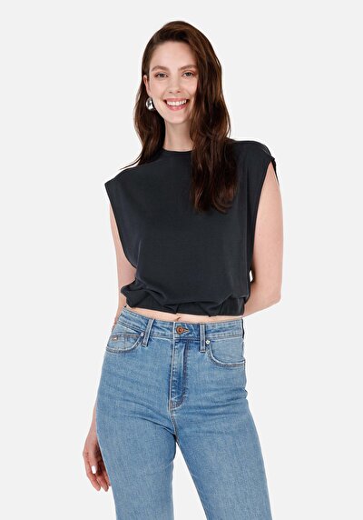 Image de T-shirt À Manches Courtes Anthracite Regular Fit Droit Femme