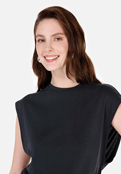 Image de T-shirt À Manches Courtes Anthracite Regular Fit Droit Femme