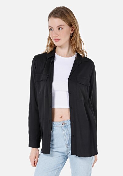 Image de Chemise À Manches Longues Anthracite Regular Fit Femme