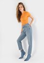 thumb-Afficher les détails de 896  Maria Pantalon Bleu   En  Mom Fit Femme