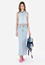 thumb-Afficher les détails de Jupe Bleu Slim Fit Droit Jean Maxi Femme