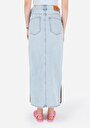 thumb-Afficher les détails de Jupe Bleu Slim Fit Droit Jean Maxi Femme
