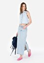 thumb-Afficher les détails de Jupe Bleu Slim Fit Droit Jean Maxi Femme