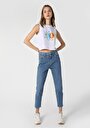 thumb-Afficher les détails de 896  Maria Pantalon Bleu   En  Mom Fit Femme