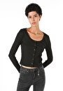 thumb-Afficher les détails de T-shirt À Manches Longues Noir Slim Fit  Femme