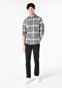 thumb-Afficher les détails de Chemise À Manches Longues Bleu Slim Fit Plaid Flanelle Homme