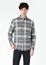 thumb-Afficher les détails de Chemise À Manches Longues Bleu Slim Fit Plaid Flanelle Homme