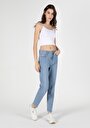 thumb-Afficher les détails de 896  Maria Pantalon Bleu Tapered Leg  En  Mom Fit Femme